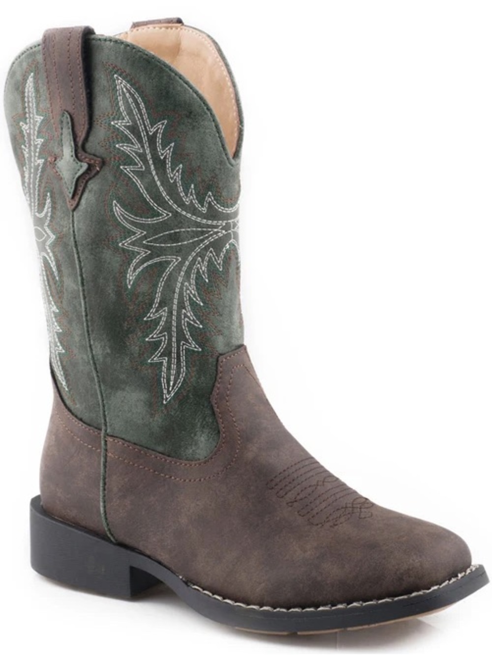 Roper Kids Brown and Green Western Pull-On Boots Kids size 6